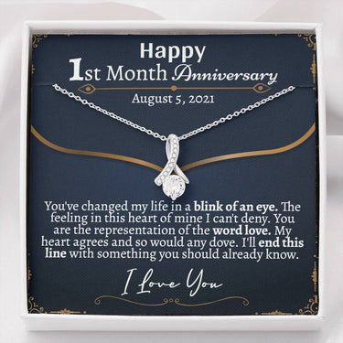 Personalized 1st Month Anniversary Alluring Beauty Necklace - Love You This Much